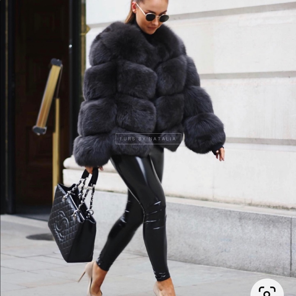 Genuine Fox Fur Jaket Coat Hooded Hood Vest